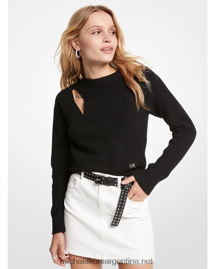 mujer negro jersey de mezcla de lana con aberturas Michael Kors T46HB0414