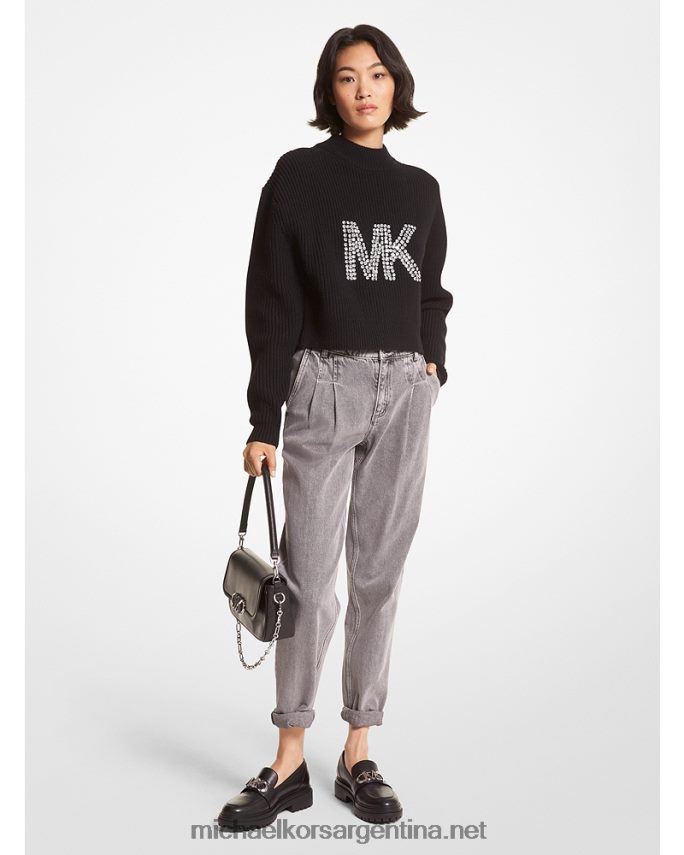 mujer negro jersey de mezcla de lana con logo y detalles Michael Kors T46HB0433