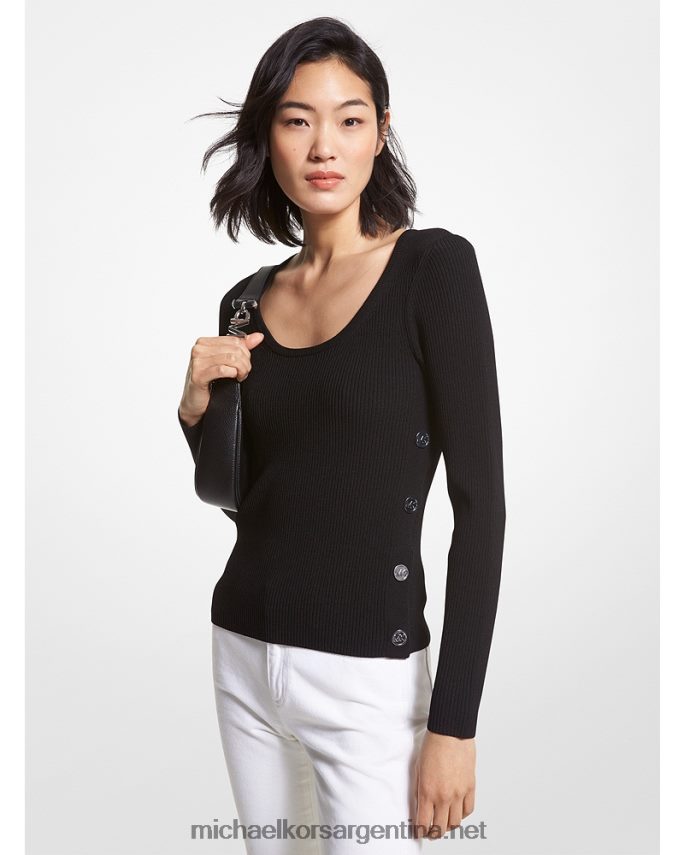 mujer negro jersey de punto de canalé Michael Kors T46HB0396