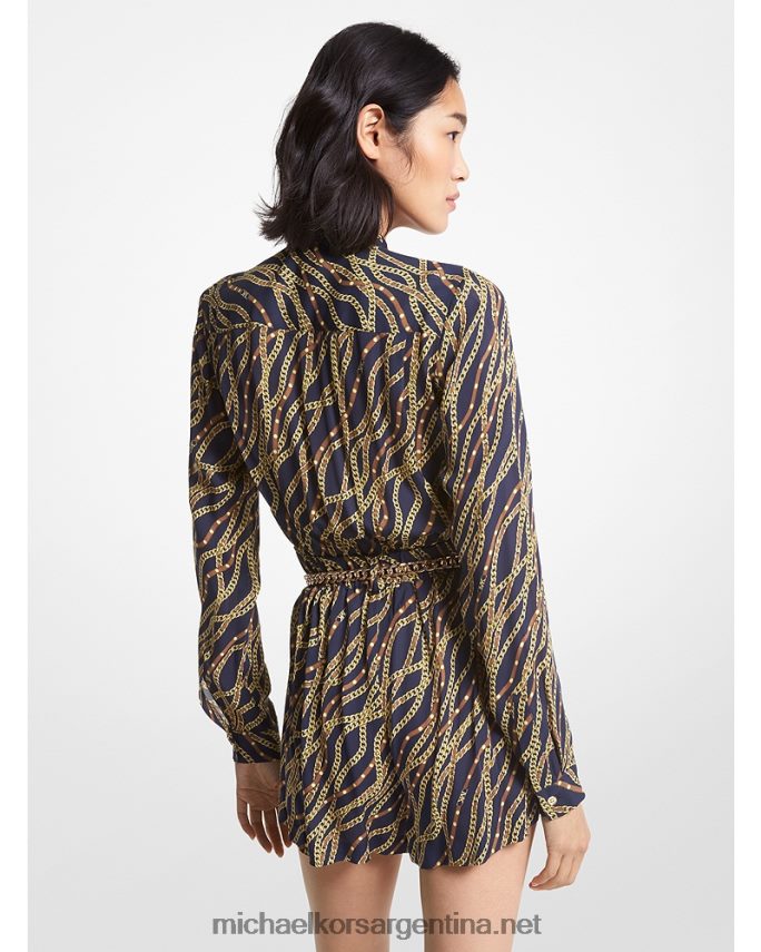 mujer azul medianoche mameluco de georgette con estampado de estado Michael Kors T46HB045