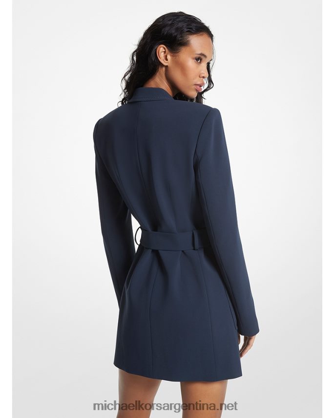 mujer azul medianoche vestido blazer de crepé con cinturón Michael Kors T46HB048