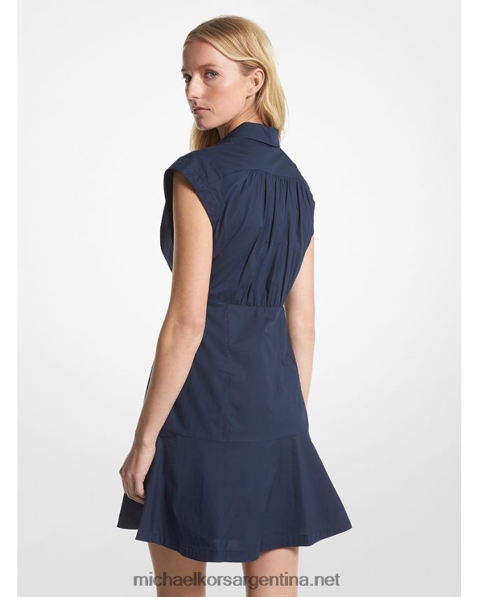mujer azul medianoche vestido camisero de popelina de algodón orgánico Michael Kors T46HB013