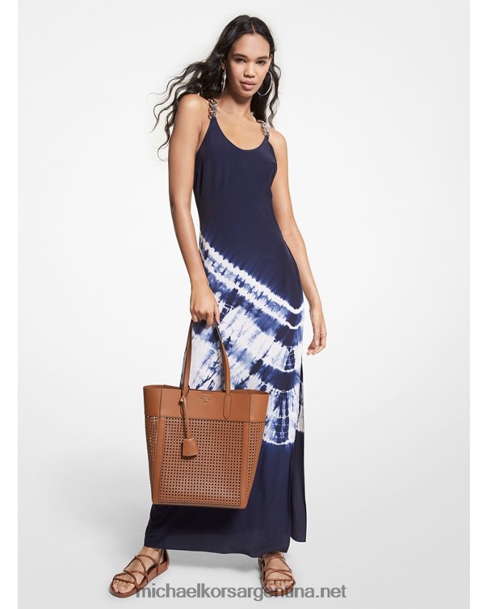 mujer azul medianoche vestido de seda lavado teñido anudado Michael Kors T46HB0148