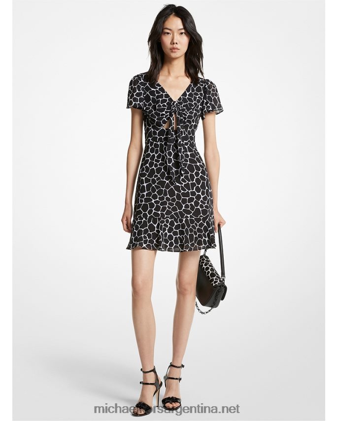 mujer blanco negro vestido corto de georgette con estampado animal Michael Kors T46HB088