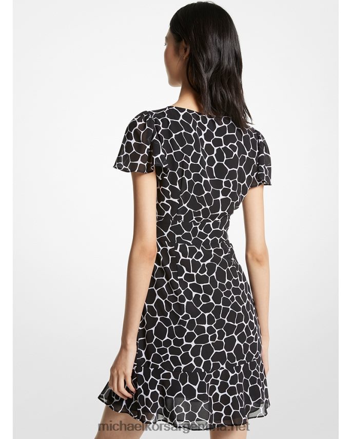 mujer blanco negro vestido corto de georgette con estampado animal Michael Kors T46HB088