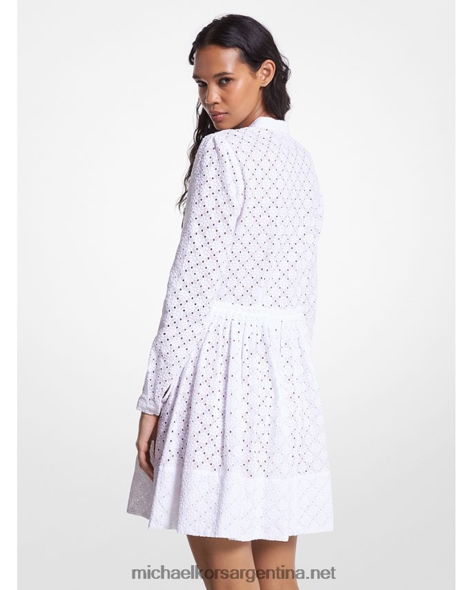 mujer blanco vestido camisero de algodón con ojales Michael Kors T46HB035