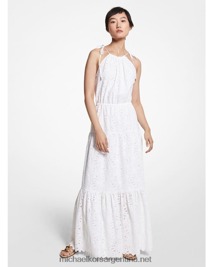 mujer blanco vestido halter con ojales Michael Kors T46HB096