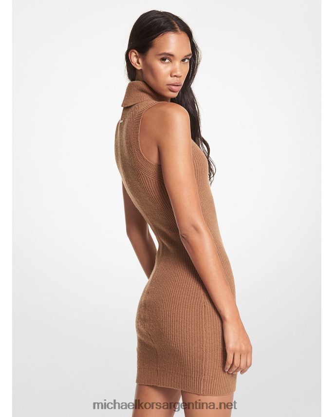 mujer cáscara vestido sin mangas de cuello alto en mezcla de lana y cachemir de canalé Michael Kors T46HB0126