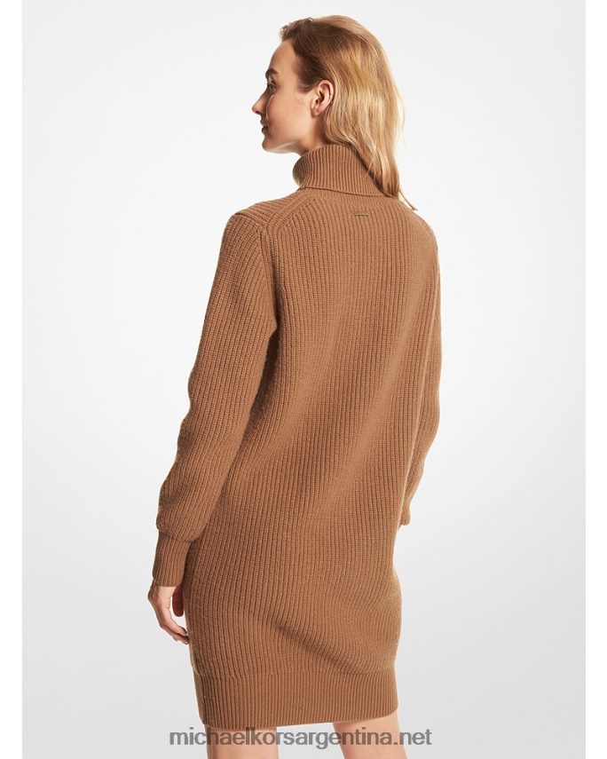 mujer cáscara vestido tipo jersey de canalé en mezcla de lana y cachemir con cuello alto Michael Kors T46HB0137