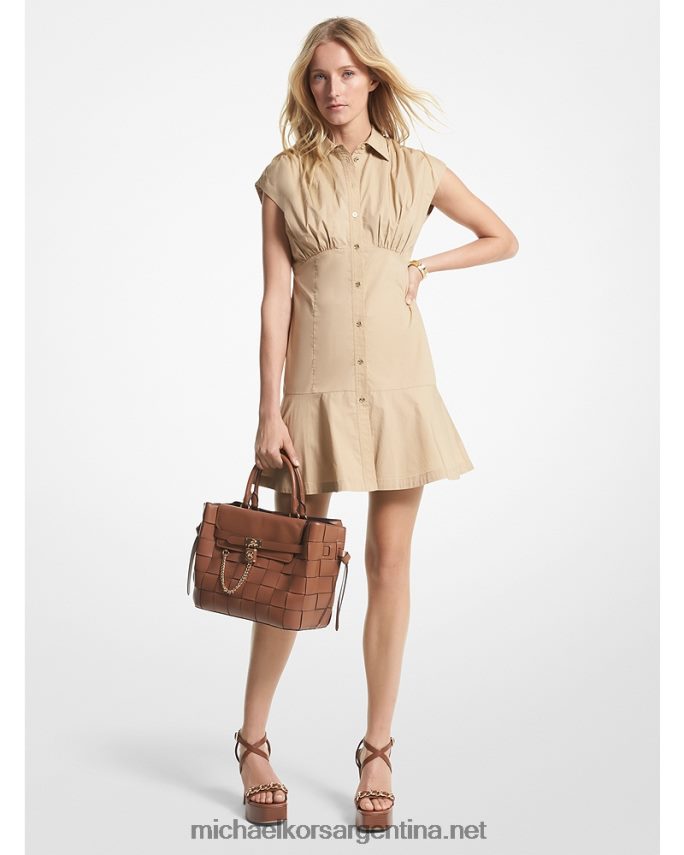 mujer caqui vestido camisero de popelina de algodón orgánico Michael Kors T46HB016