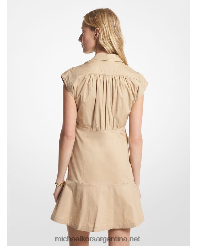 mujer caqui vestido camisero de popelina de algodón orgánico Michael Kors T46HB016
