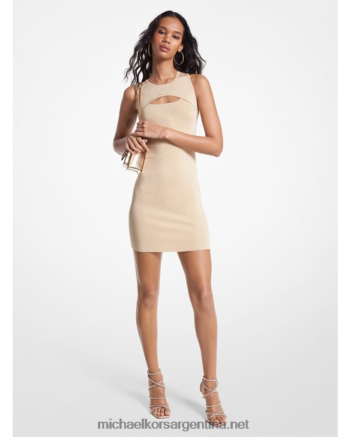 mujer caqui vestido de punto metalizado Michael Kors T46HB047