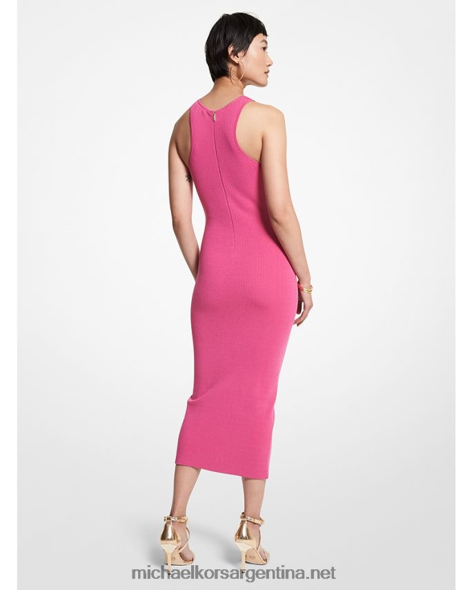 mujer cereza vestido de tirantes de viscosa elástica de canalé Michael Kors T46HB02
