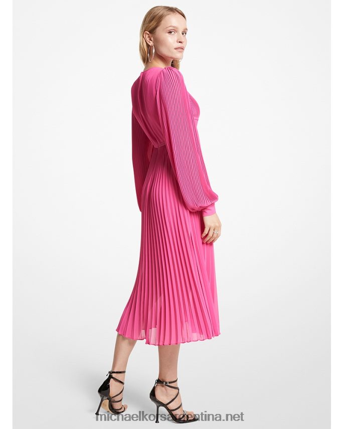 mujer cereza vestido midi plisado de georgette Michael Kors T46HB021