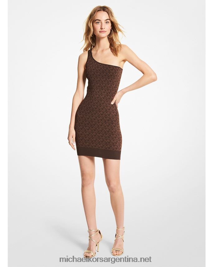 mujer chocolate vestido sin mangas con logo en jacquard Michael Kors T46HB0150