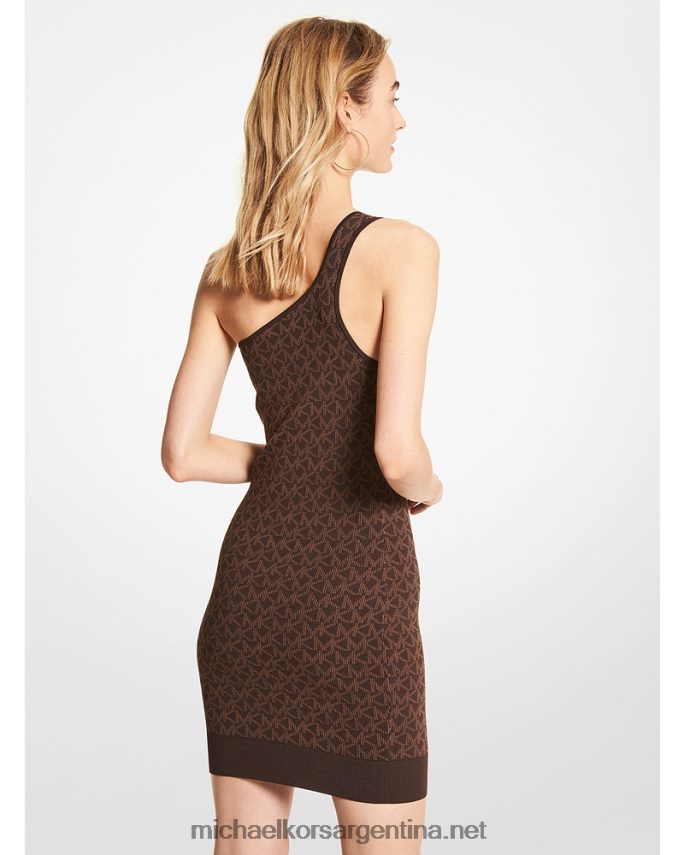 mujer chocolate vestido sin mangas con logo en jacquard Michael Kors T46HB0150