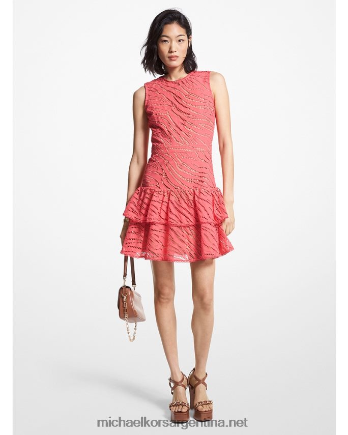 mujer geranio vestido con ojales de cebra Michael Kors T46HB068