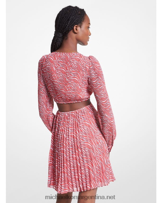 mujer geranio vestido de georgette con estampado de cebra Michael Kors T46HB066