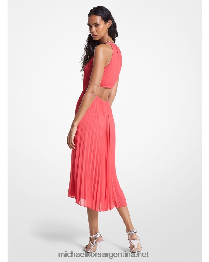 mujer geranio vestido plisado de georgette con aberturas Michael Kors T46HB087