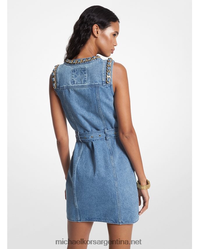 mujer lavado azul ángel vestido de mezclilla con cinturón Michael Kors T46HB033