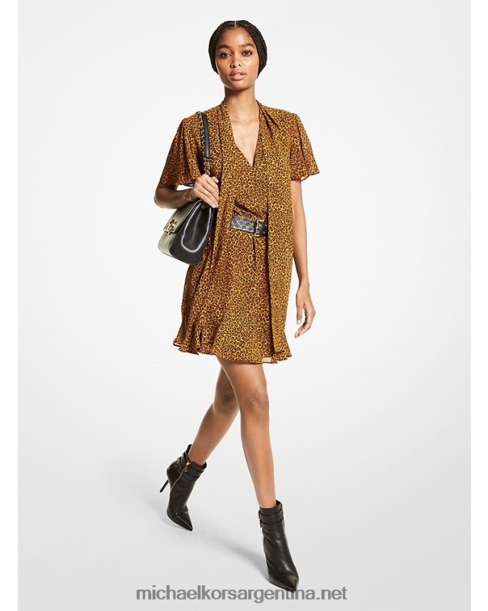 mujer maravilla vestido de georgette con estampado de leopardo Michael Kors T46HB0115