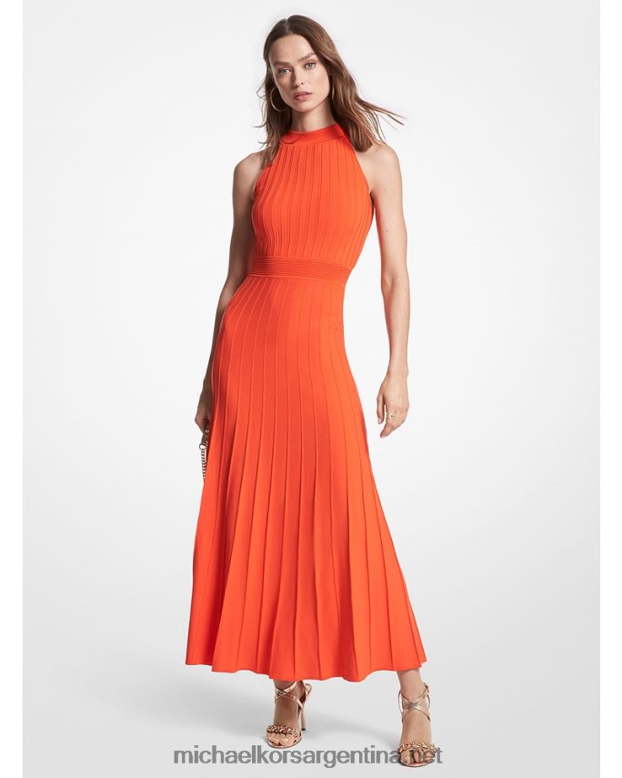 mujer naranja óptica vestido halter de canalé Michael Kors T46HB010