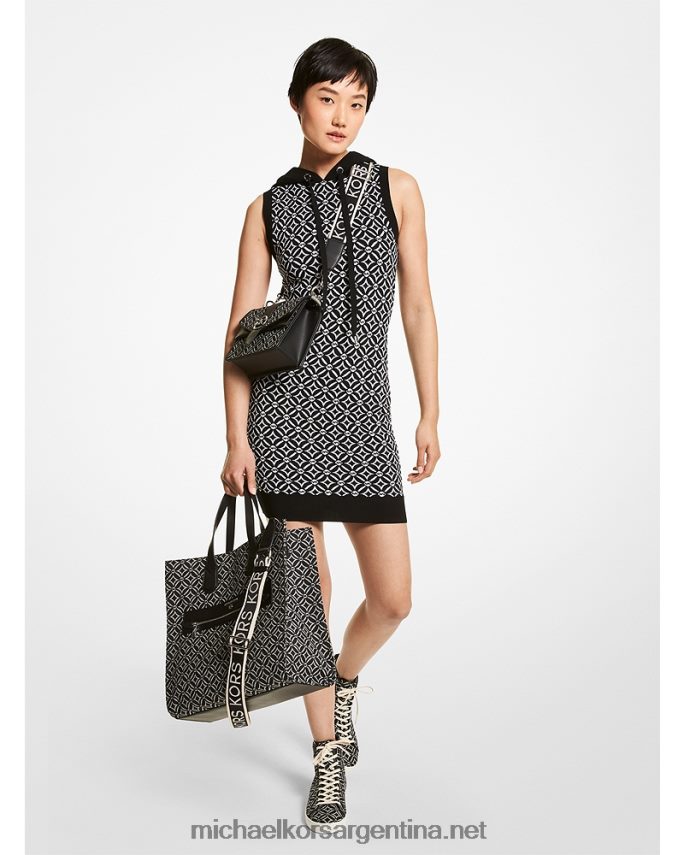 mujer negro/hueso vestido con capucha y logo en jacquard Michael Kors T46HB0124