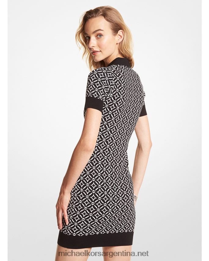mujer negro/hueso vestido tipo polo con logo en jacquard Michael Kors T46HB0144
