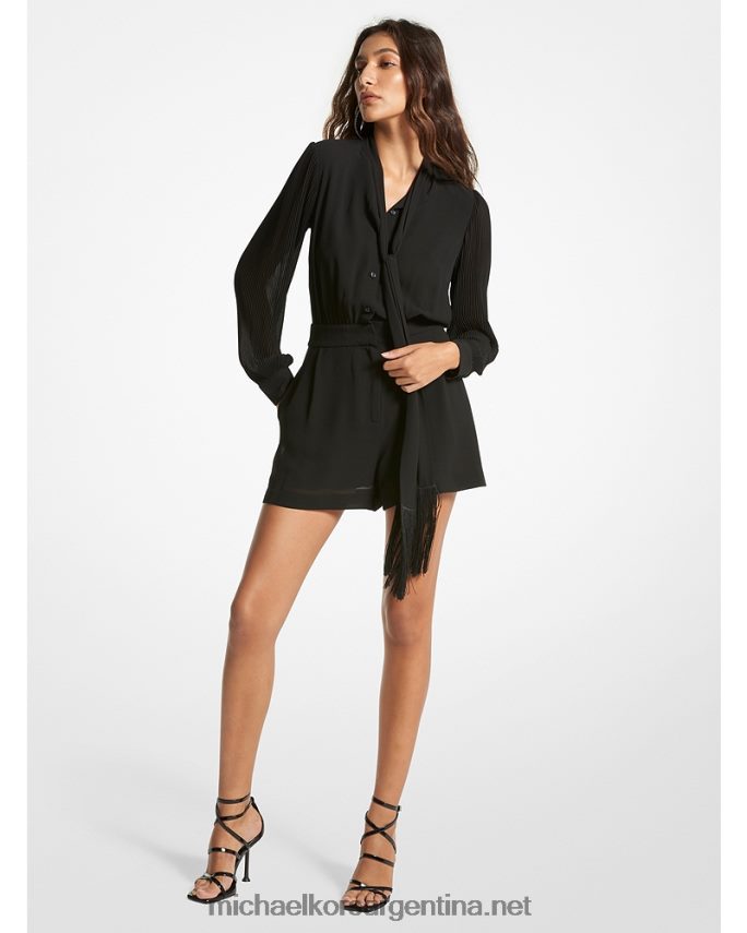 mujer negro mameluco de georgette con lazo en el cuello Michael Kors T46HB0633