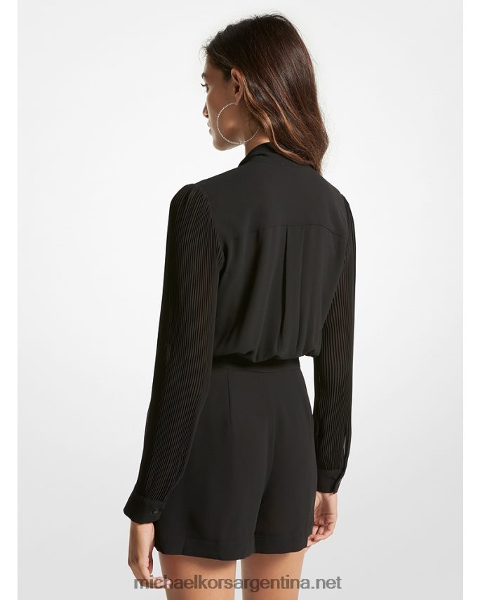 mujer negro mameluco de georgette con lazo en el cuello Michael Kors T46HB0633