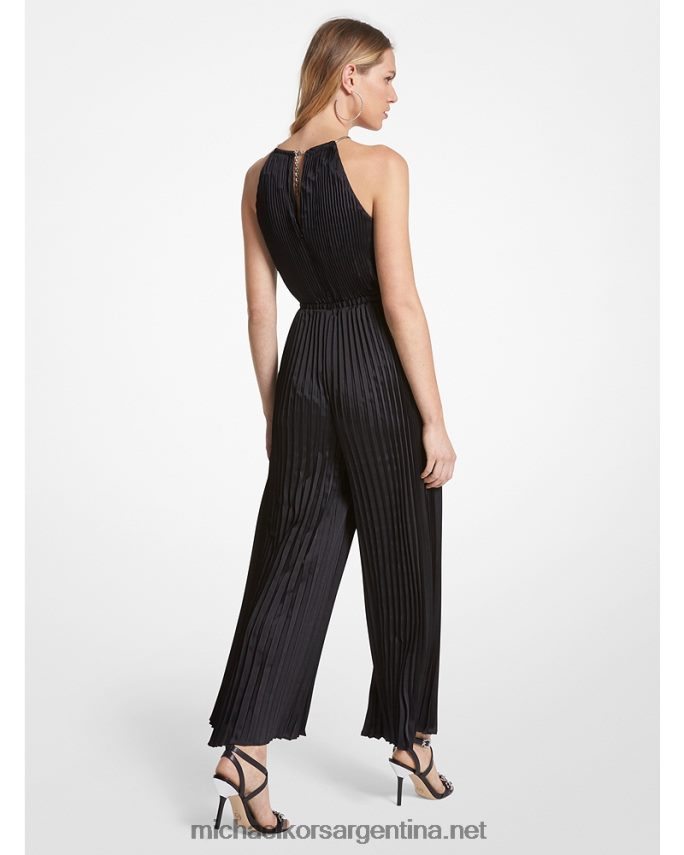 mujer negro mono de satén con cuello halter Michael Kors T46HB03