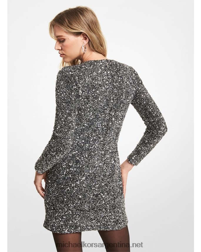 mujer negro/plata vestido corto de malla elástica con lentejuelas Michael Kors T46HB0174