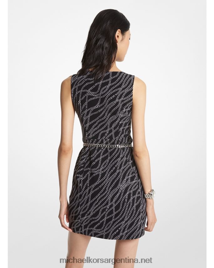 mujer negro/plata vestido corto de sarga elástica con estampado de estado Michael Kors T46HB071