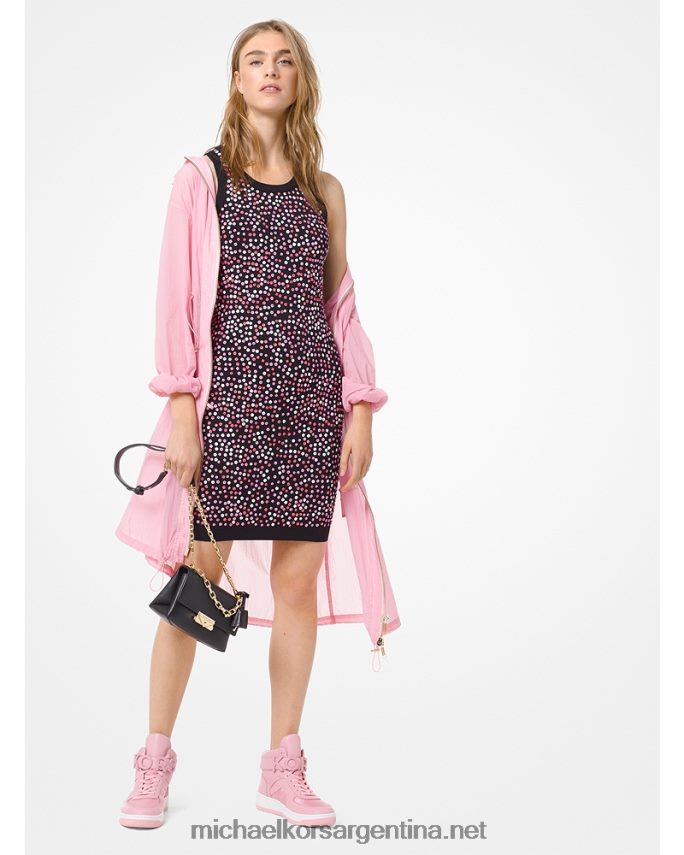 mujer negro/rosa electrico vestido de tirantes floral con lentejuelas Michael Kors T46HB0192