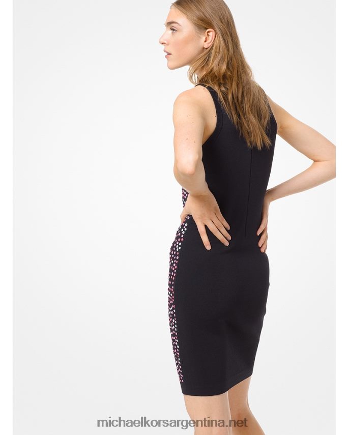 mujer negro/rosa electrico vestido de tirantes floral con lentejuelas Michael Kors T46HB0192