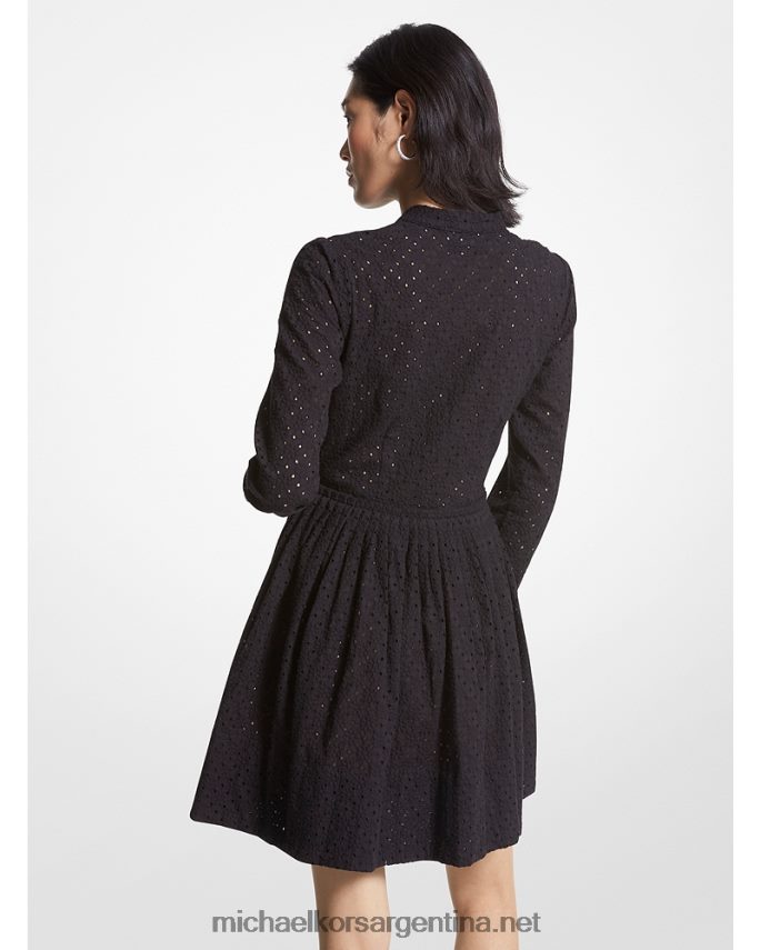 mujer negro vestido camisero de algodón con ojales Michael Kors T46HB037