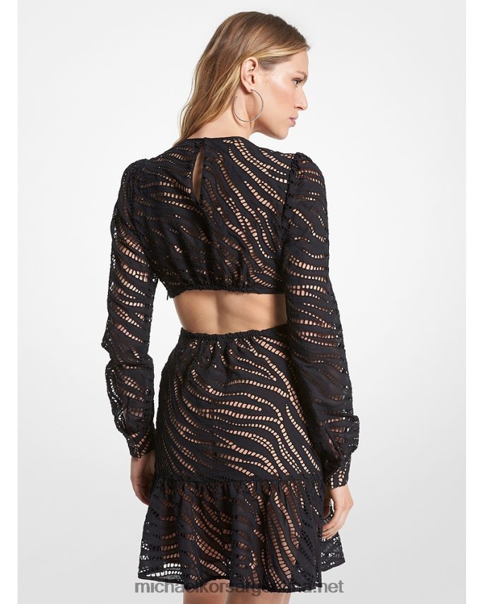 mujer negro vestido con aberturas y ojales de cebra Michael Kors T46HB072