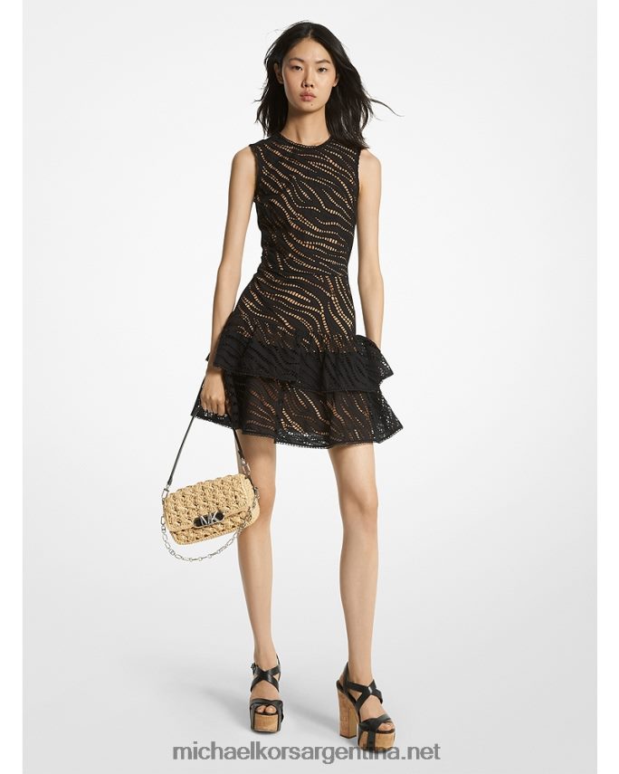 mujer negro vestido con ojales de cebra Michael Kors T46HB069