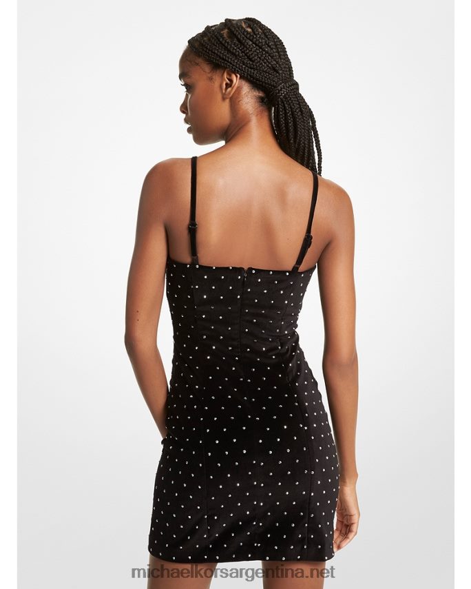 mujer negro vestido corto con bustier de terciopelo y detalles Michael Kors T46HB0112
