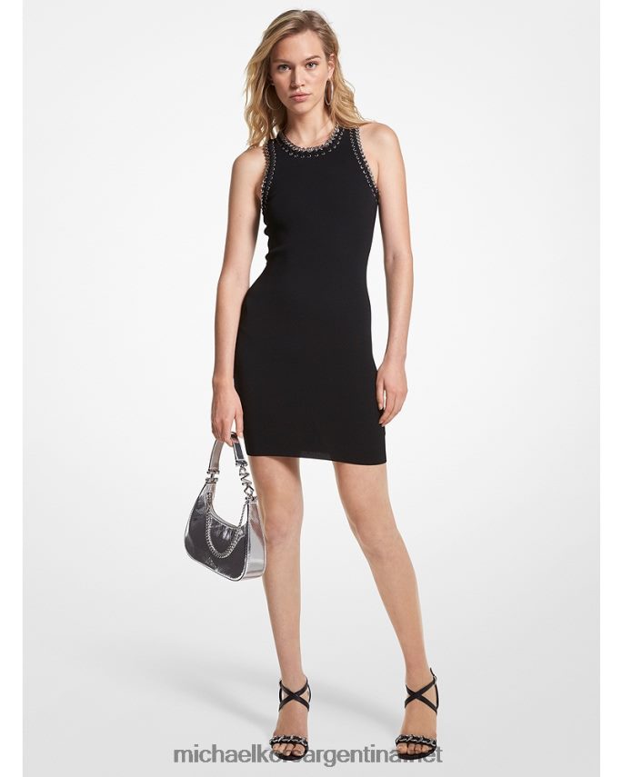mujer negro vestido de punto elástico con cadena Michael Kors T46HB025