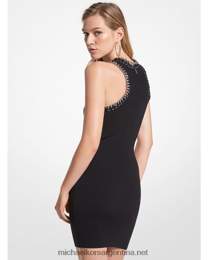 mujer negro vestido de punto elástico con cadena Michael Kors T46HB025