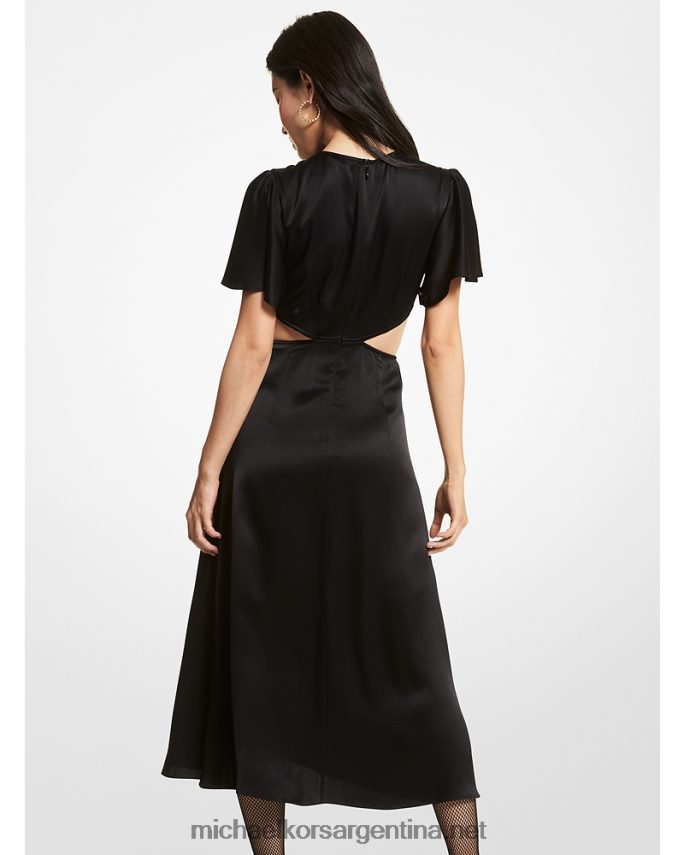 mujer negro vestido de raso con aberturas Michael Kors T46HB0165