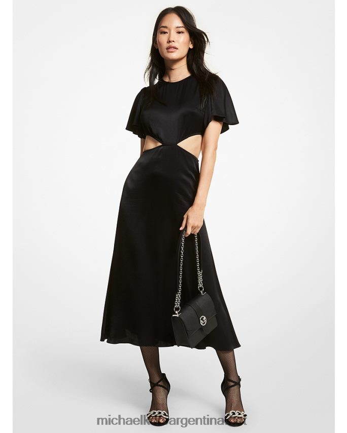 mujer negro vestido de raso con aberturas Michael Kors T46HB0165