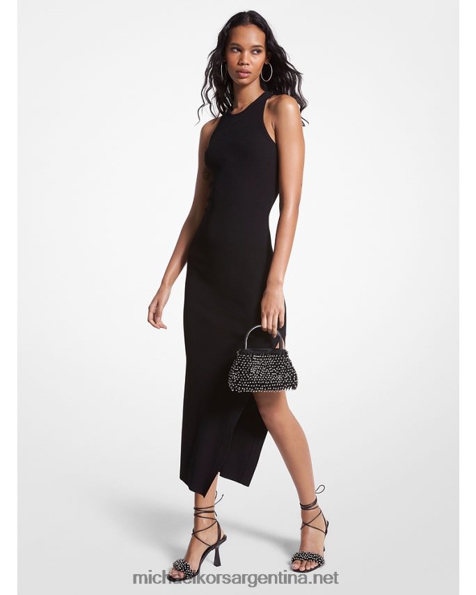 mujer negro vestido de tirantes de canalé Michael Kors T46HB07
