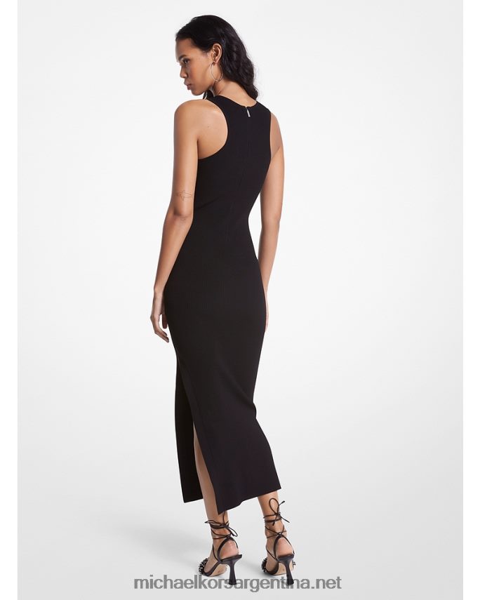 mujer negro vestido de tirantes de canalé Michael Kors T46HB07