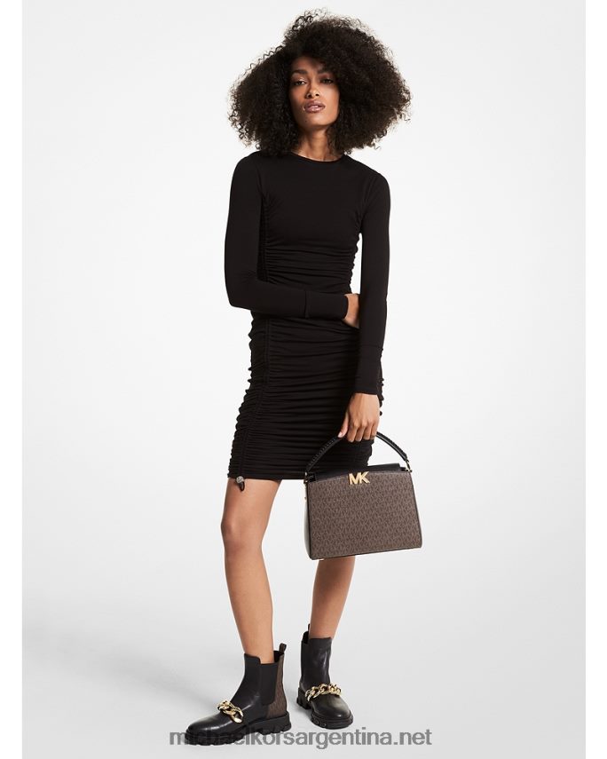 mujer negro vestido fruncido de viscosa elástica Michael Kors T46HB0170