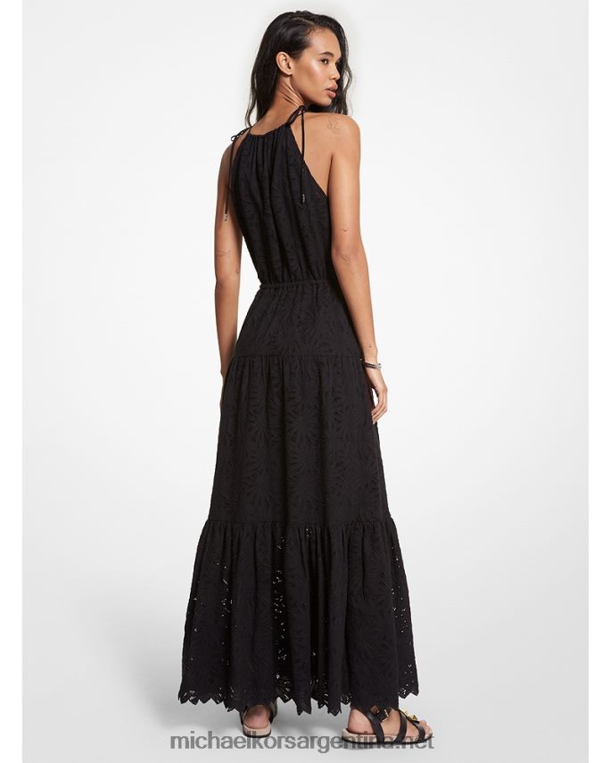 mujer negro vestido halter con ojales Michael Kors T46HB098