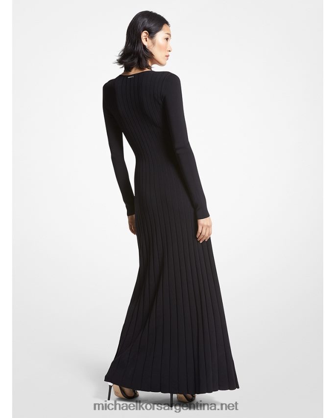 mujer negro vestido largo de punto elástico con anillo Michael Kors T46HB051