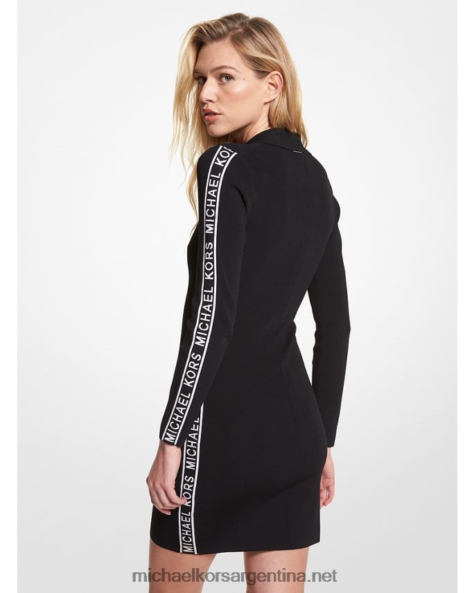 mujer negro vestido polo de viscosa elástica con cinta del logo Michael Kors T46HB0102