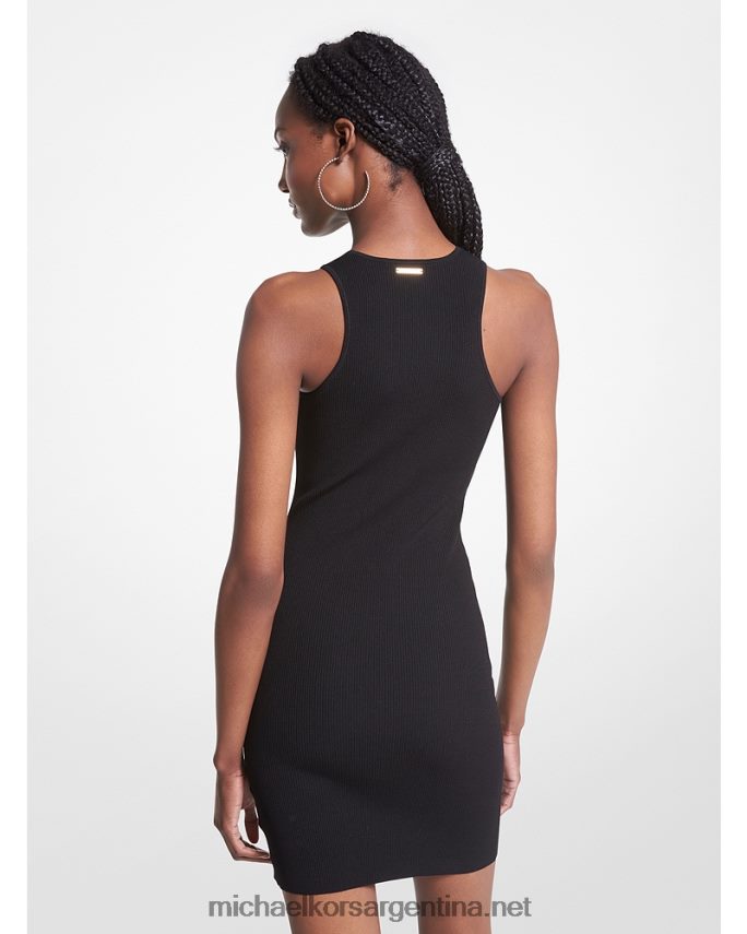mujer negro vestido sin mangas de punto de canalé con espalda nadadora Michael Kors T46HB058